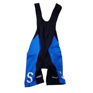 SMS Santini Mens Small Cycling Bibshorts Black Blue Made in Italy Coolmax Techno